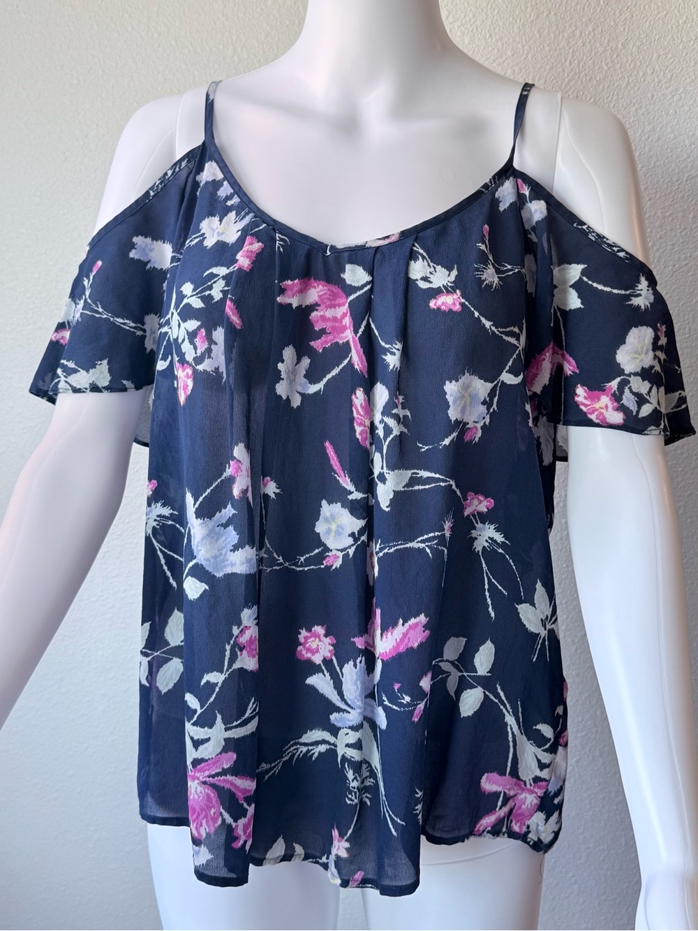 Joi Silk Floral Cold-Shoulder Blouse